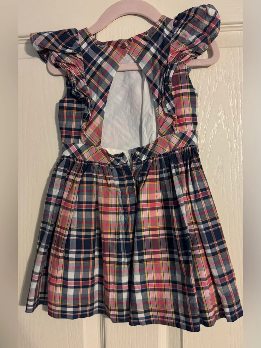 Ralph Lauren Pink & Navy Plaid Ruffle Sleeve Dress